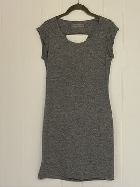 Athleta Heather Gray Cap-Sleeve Mini Dress with Front Cutout